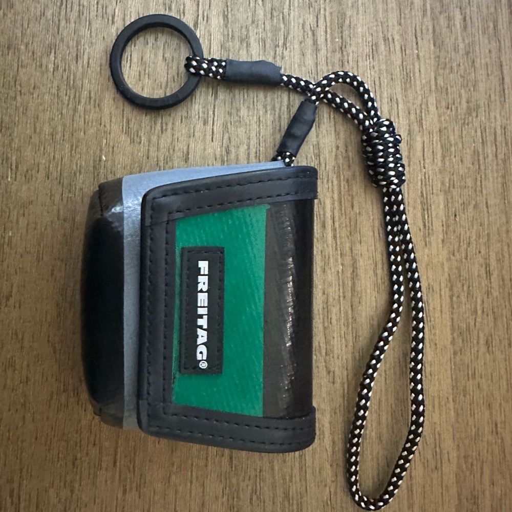 Freitag Mini Messenger Keychain/Charm F213 Green & Black with Gray